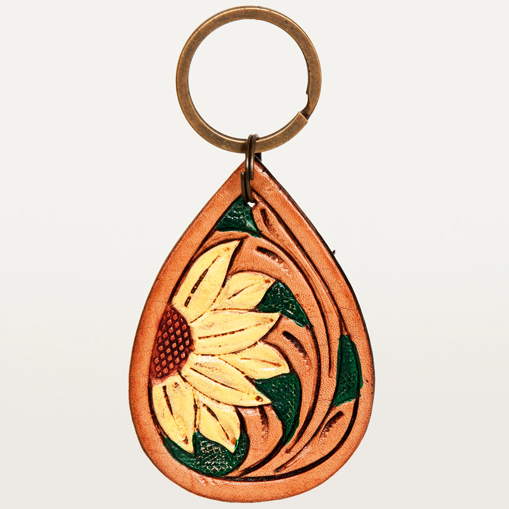 American Darling ADKR206 Hand Tooled Carved Genuine Leather Keyring