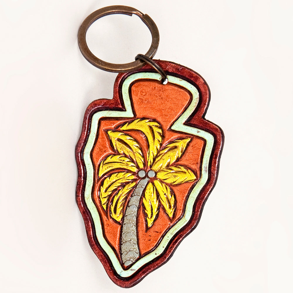American Darling ADKR208 Hand Tooled Carved Genuine Leather Keyring