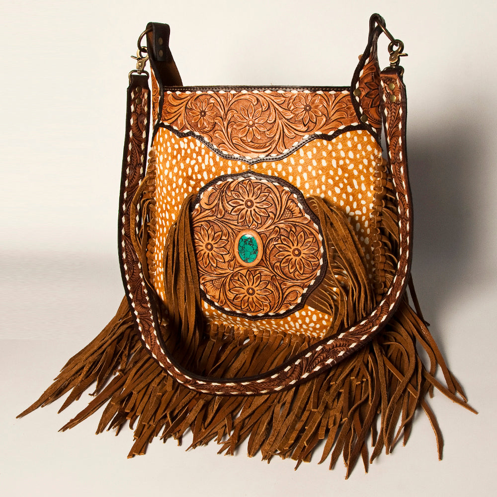 American Darling Cross Body Hand Tooled Hair on-Genuine Leather Western Women Bag Handbag Purse | Crossbody for Cute