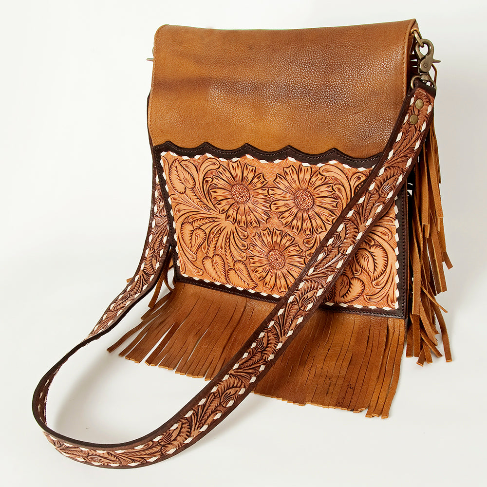 American Darling Cross Body Hand Tooled Genuine Leather Western Women Bag | Antique Tan Handbag Purse Crossbody for Cute