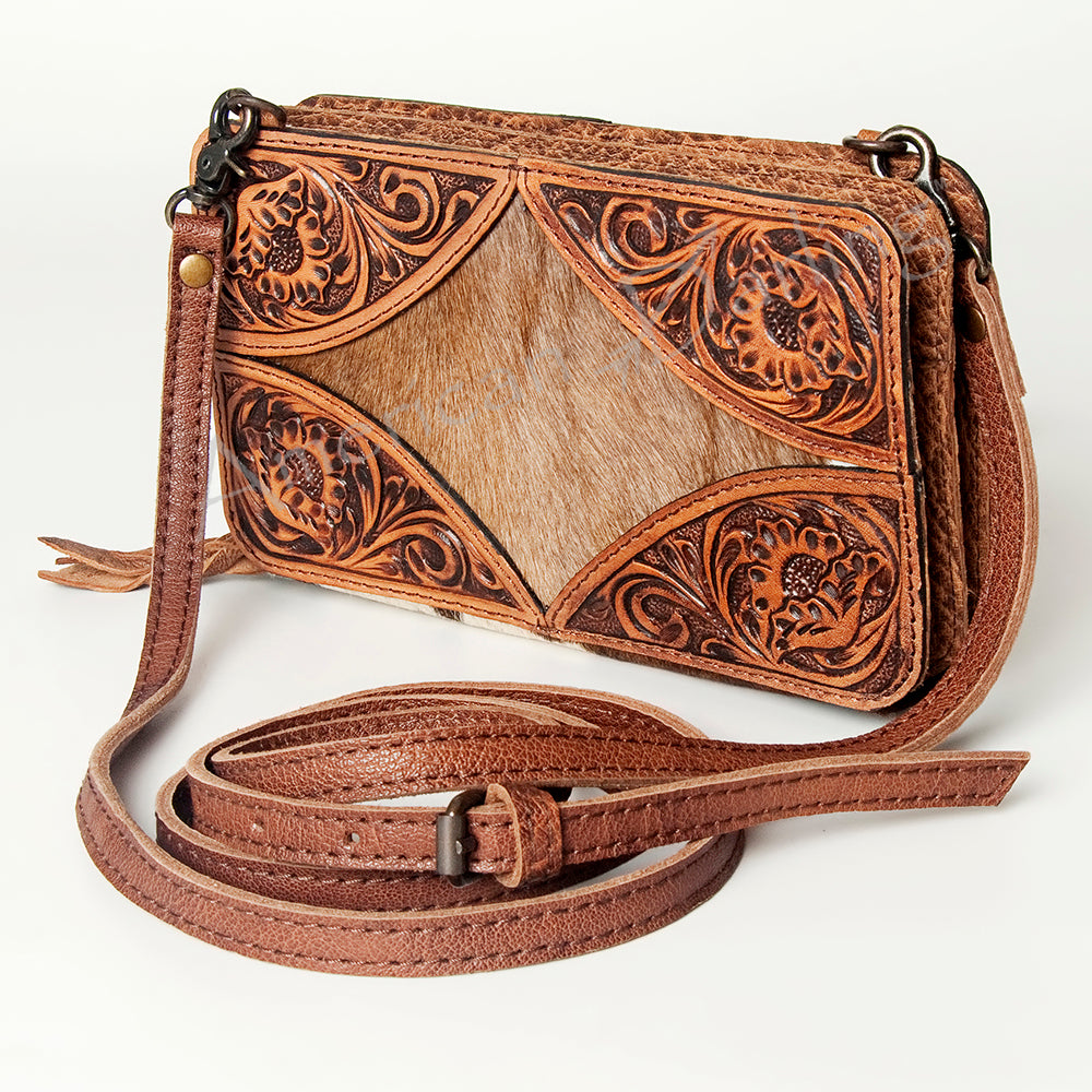 American Darling Clutch Hand Tooled Hair-On Genuine Leather Women Bag Western Handbag Purse|Clutch