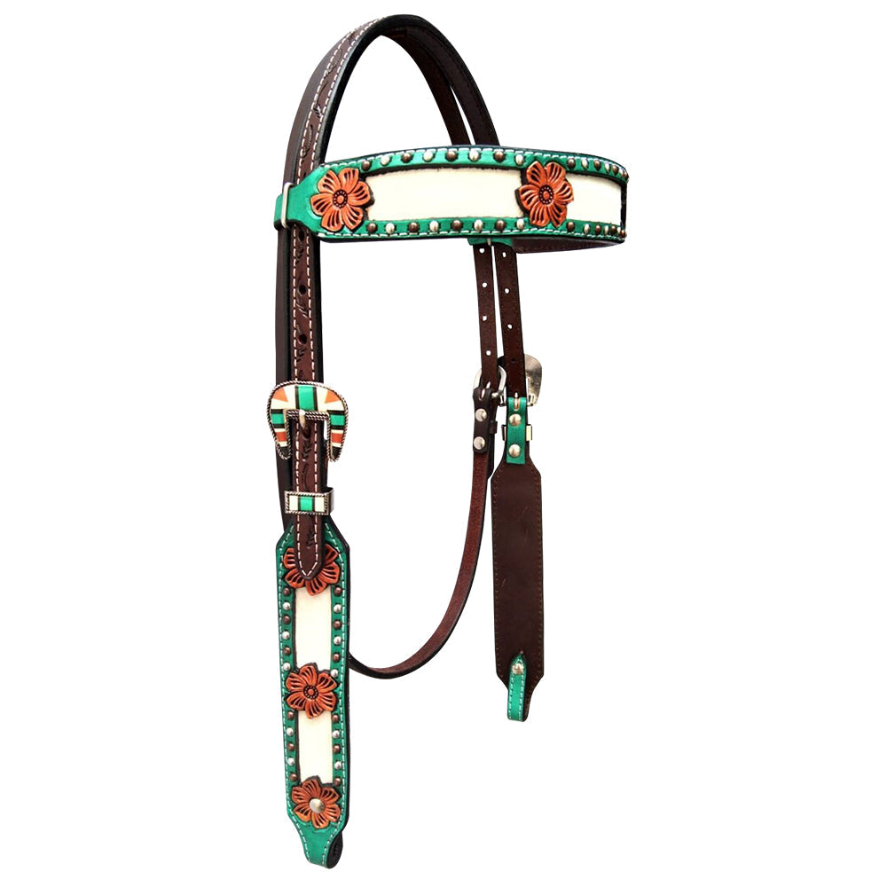 Bar H Equine Premium Hand Tooled Leather Stainless Steel Hardware Breast Collar Brown