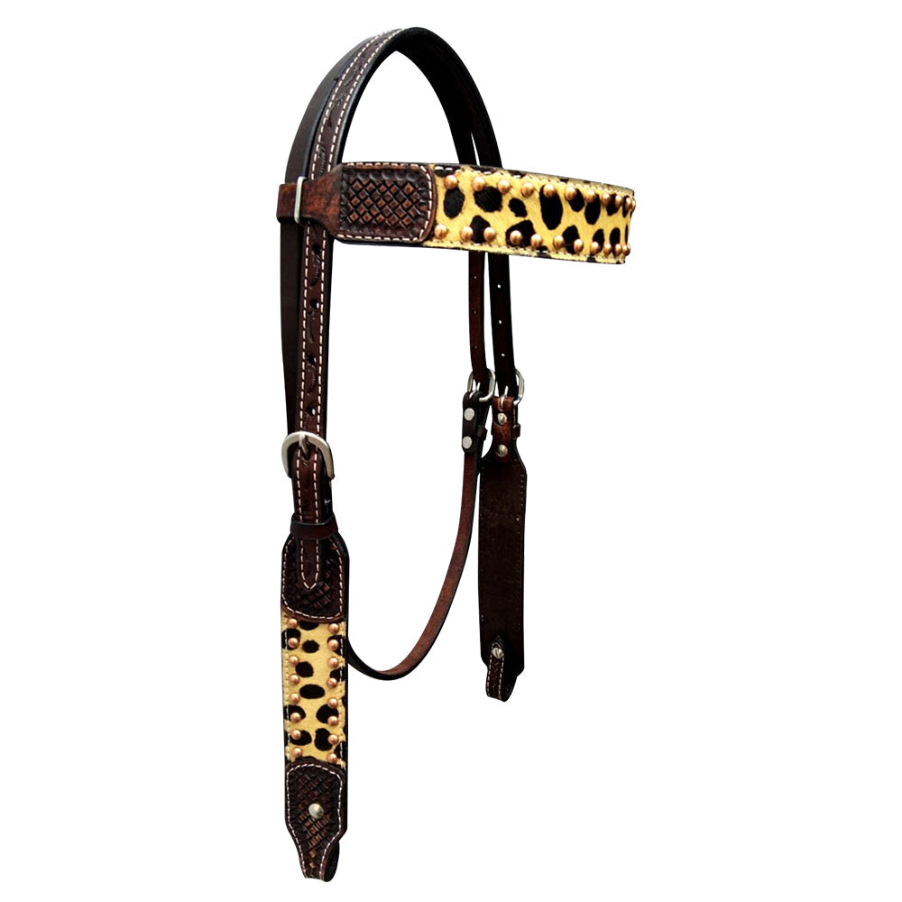 Bar H Equine Horse Leather Wild Cheetah Print Breast Collar