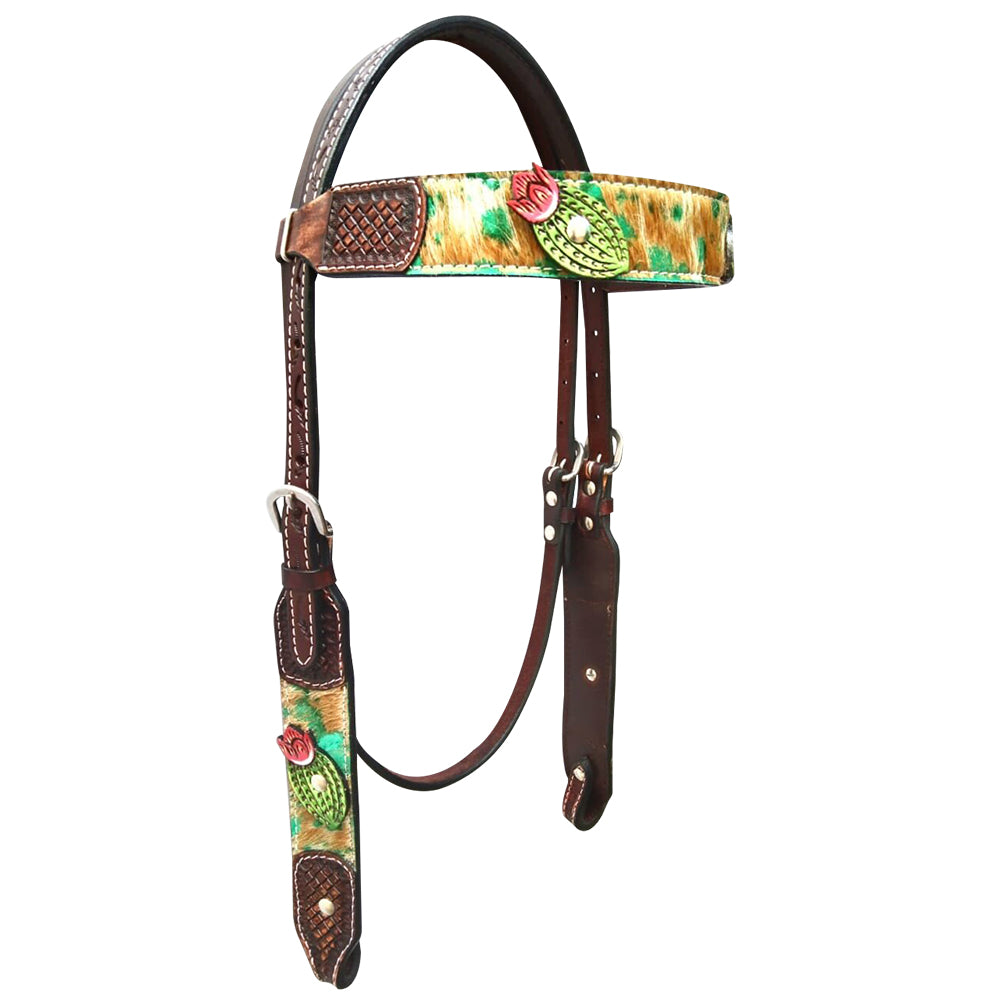 Bar H Equine Premium Hand Tooled Leather Stainless Steel Hardware Headstall Brown