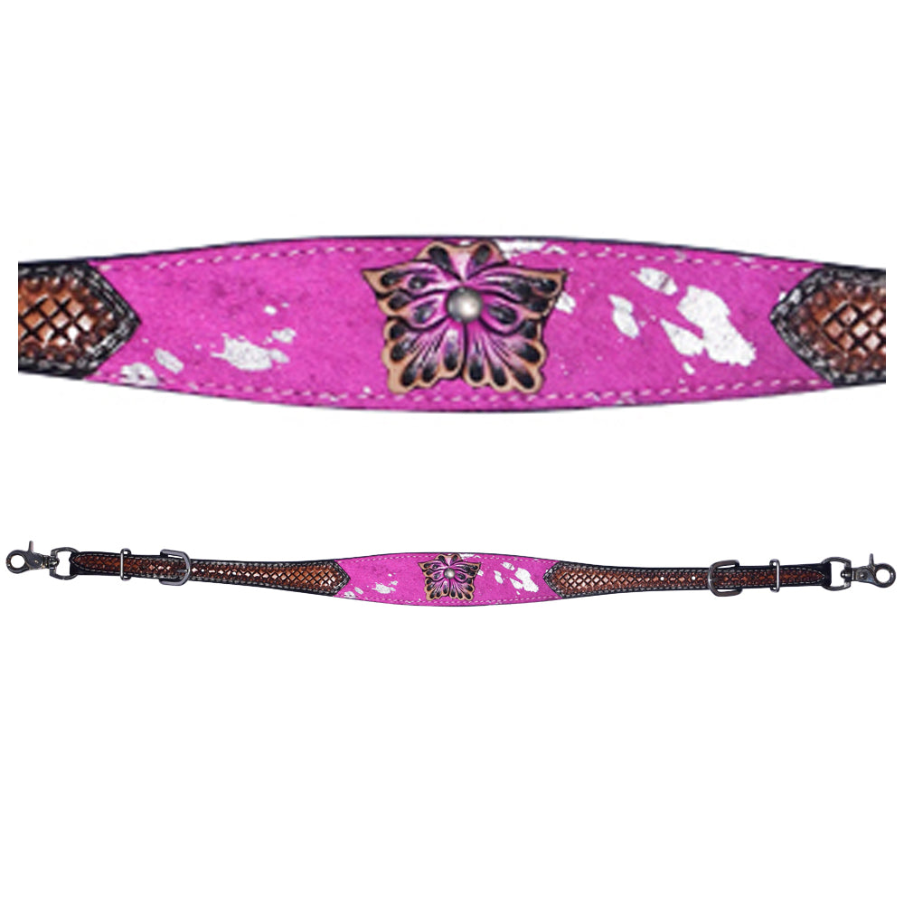 Bar H Equine Western Horse Floral Genuine American Leather Tack Set Brown