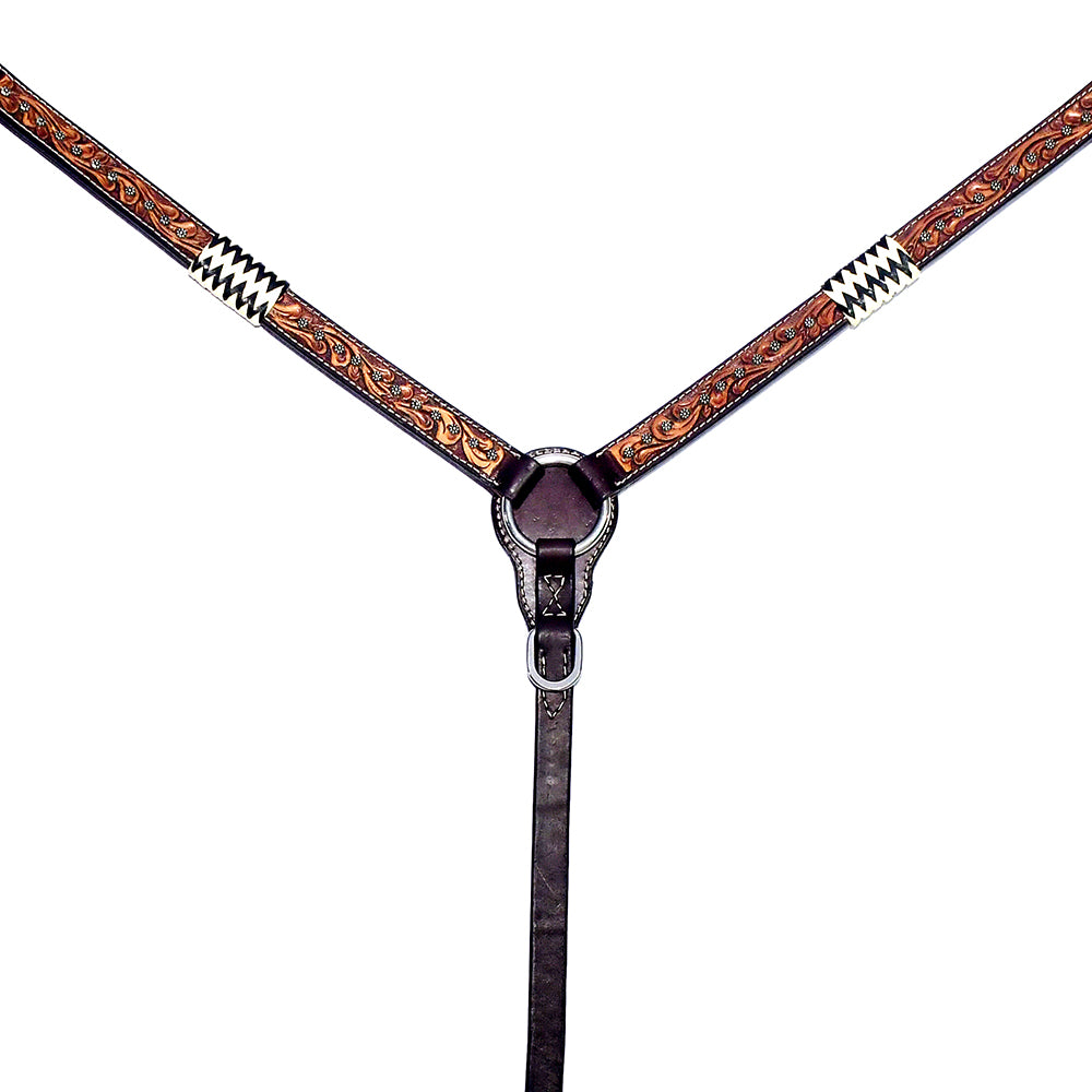 Bar H Equine American Leather Horse Saddle Tack One Ear Headstall | Breast Collar Browband Wither Strap Set BER213