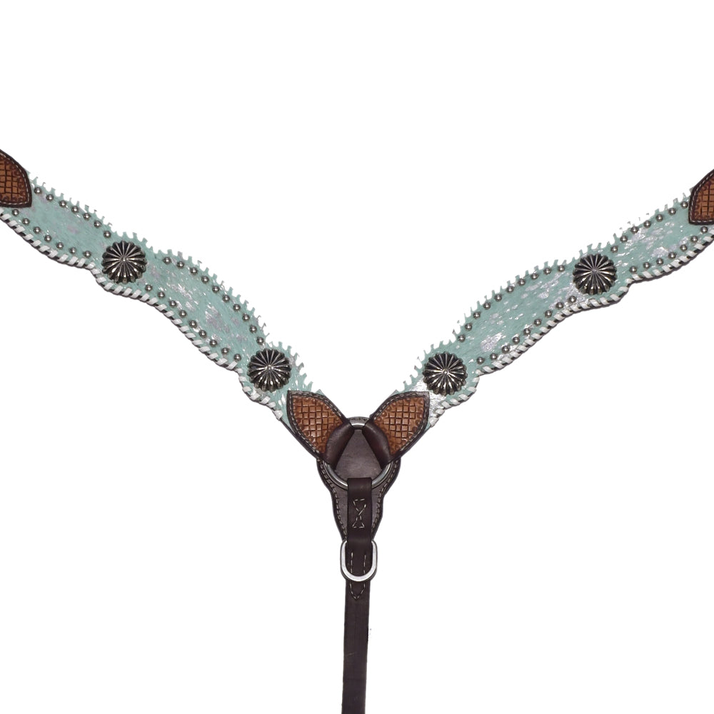 BAR H EQUINE Western Leather Horse Premium Headstall & Breast Collar Set