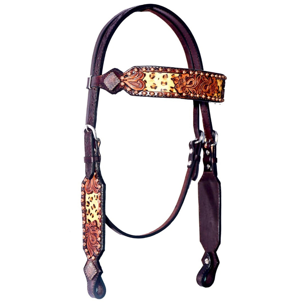Bar H Equine American Leather Horse Saddle Tack One Ear Headstall | Breast Collar Browband Wither Strap Set BER238