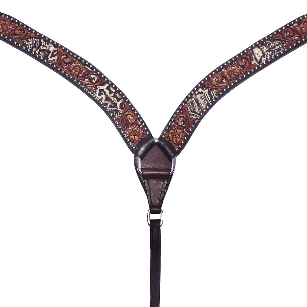 Bar H Equine American Leather Horse Saddle Tack One Ear Headstall | Breast Collar Browband Wither Strap Set BER240