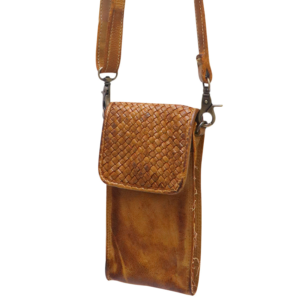 Never Mind Cell Phone Case Vintage Handmade Genuine Cowhide Leather Women Bag Western Handbag Purse