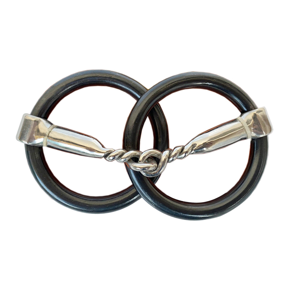 HILASON Western Horse Weighted O Ring Snaffle Bit SS and Black Sweet Iron