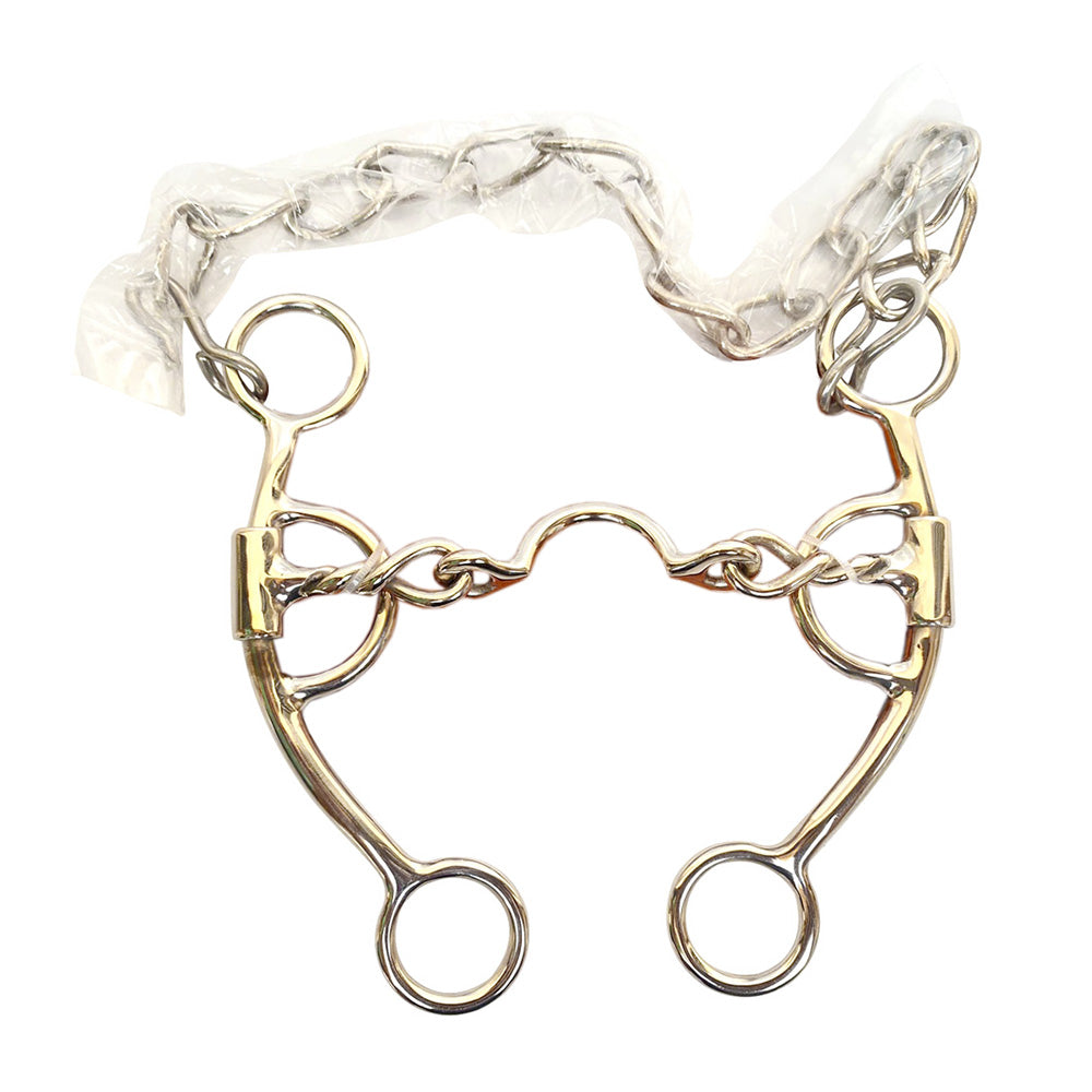 BAR H EQUINE  Western Horse Fixed Cheek Twisted Low Port Stainless Steel Snaffle Bit