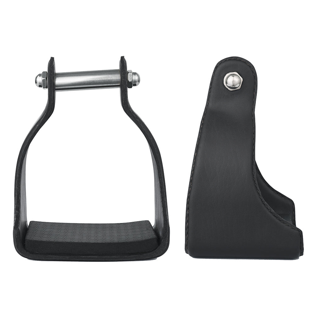 2.5" Neck Bar H Equine Western Horse Heavy-Duty Genuine Leather Alum. padded Stirrups