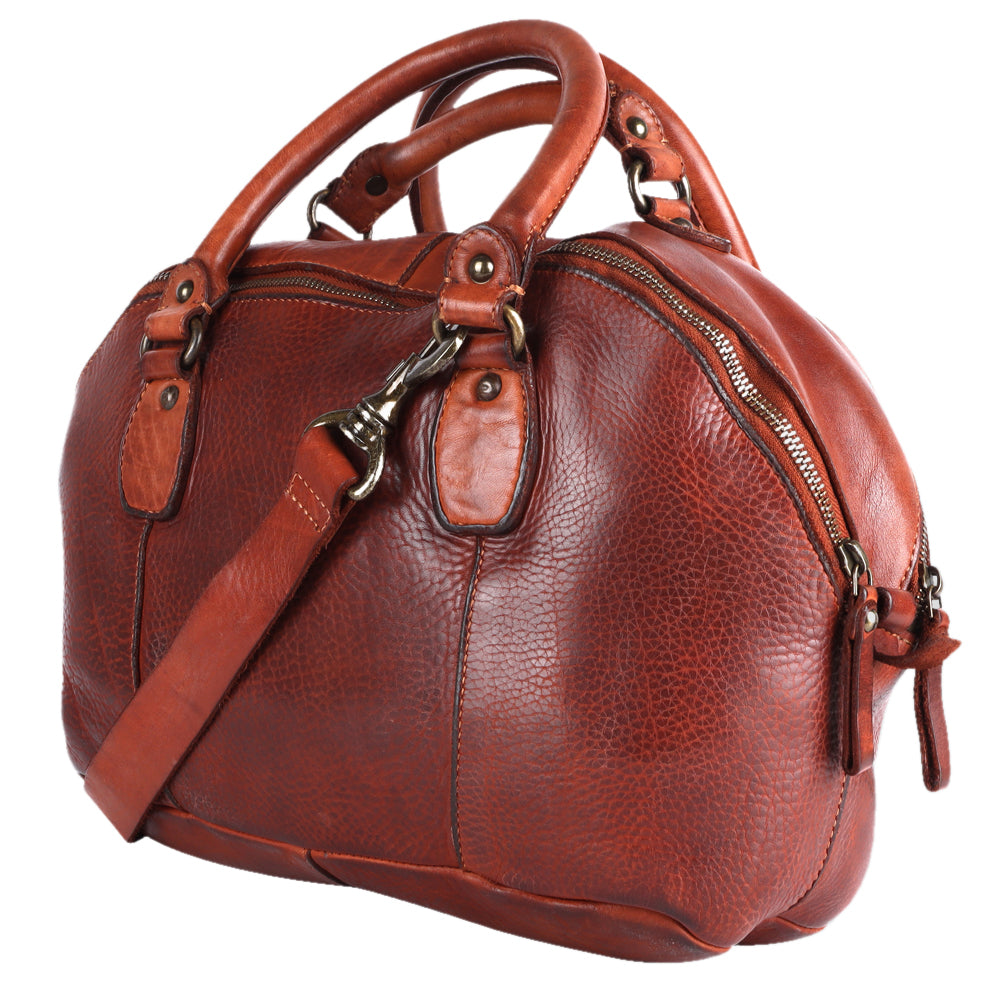 Spaghetti Western Swc124Bcg Tote Vintage Handmade Drum Dyed Genuine European Cowhide Leather Women Bag Western Handbag Purse