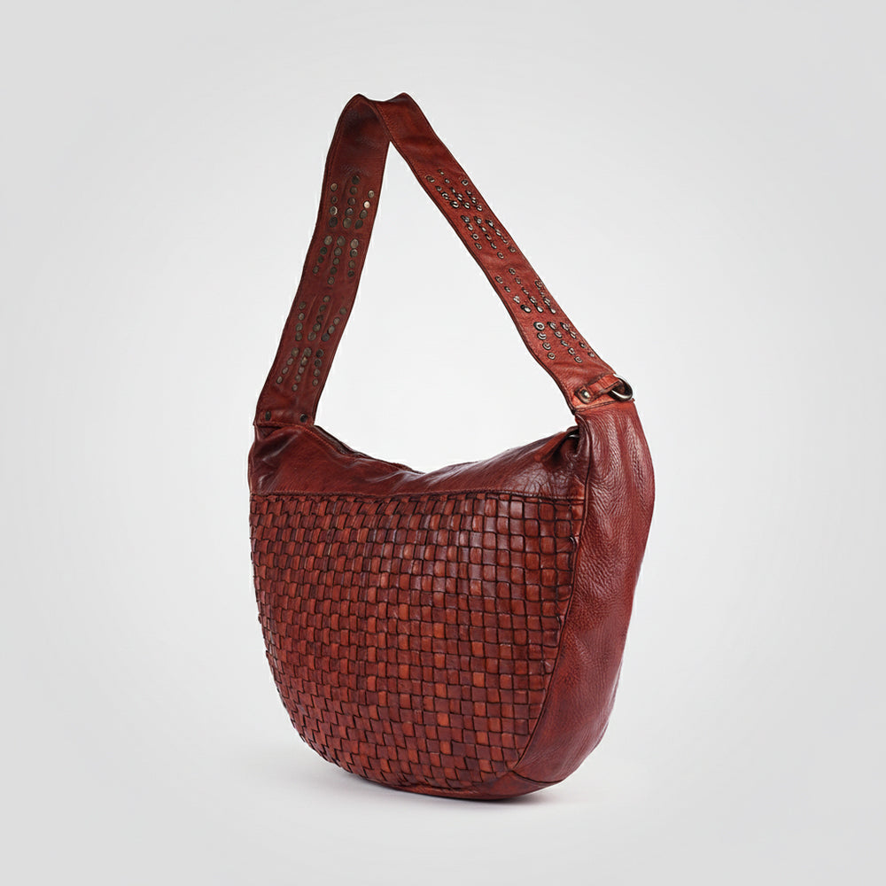 Spaghetti Western Swc129Cg Hobo Vintage Handmade Drum Dyed Genuine European Cowhide Leather Women Bag Western Handbag Purse