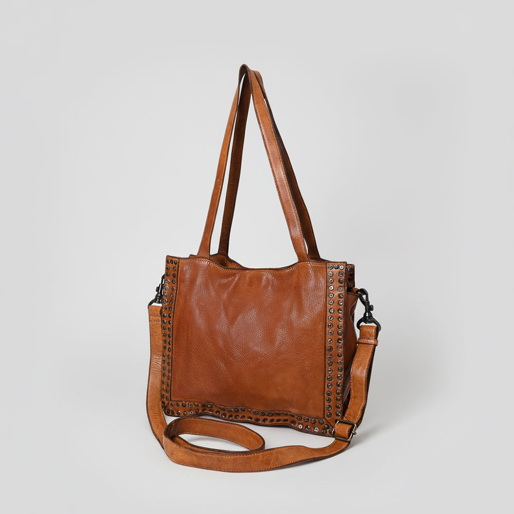 Spaghetti Western Swc133Tan Tote Vintage Handmade Drum Dyed Genuine European Cowhide Leather Women Bag Western Handbag Purse