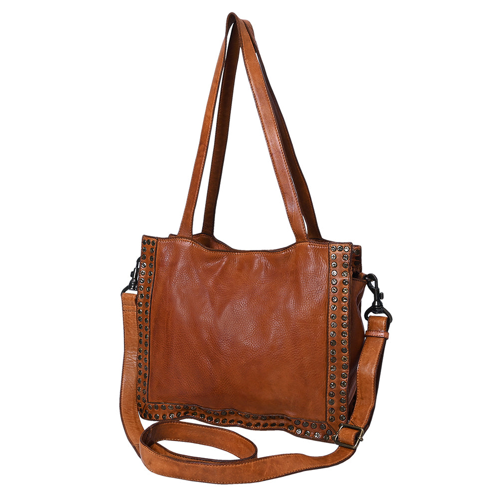 Spaghetti Western Swc133Tan Tote Vintage Handmade Drum Dyed Genuine European Cowhide Leather Women Bag Western Handbag Purse