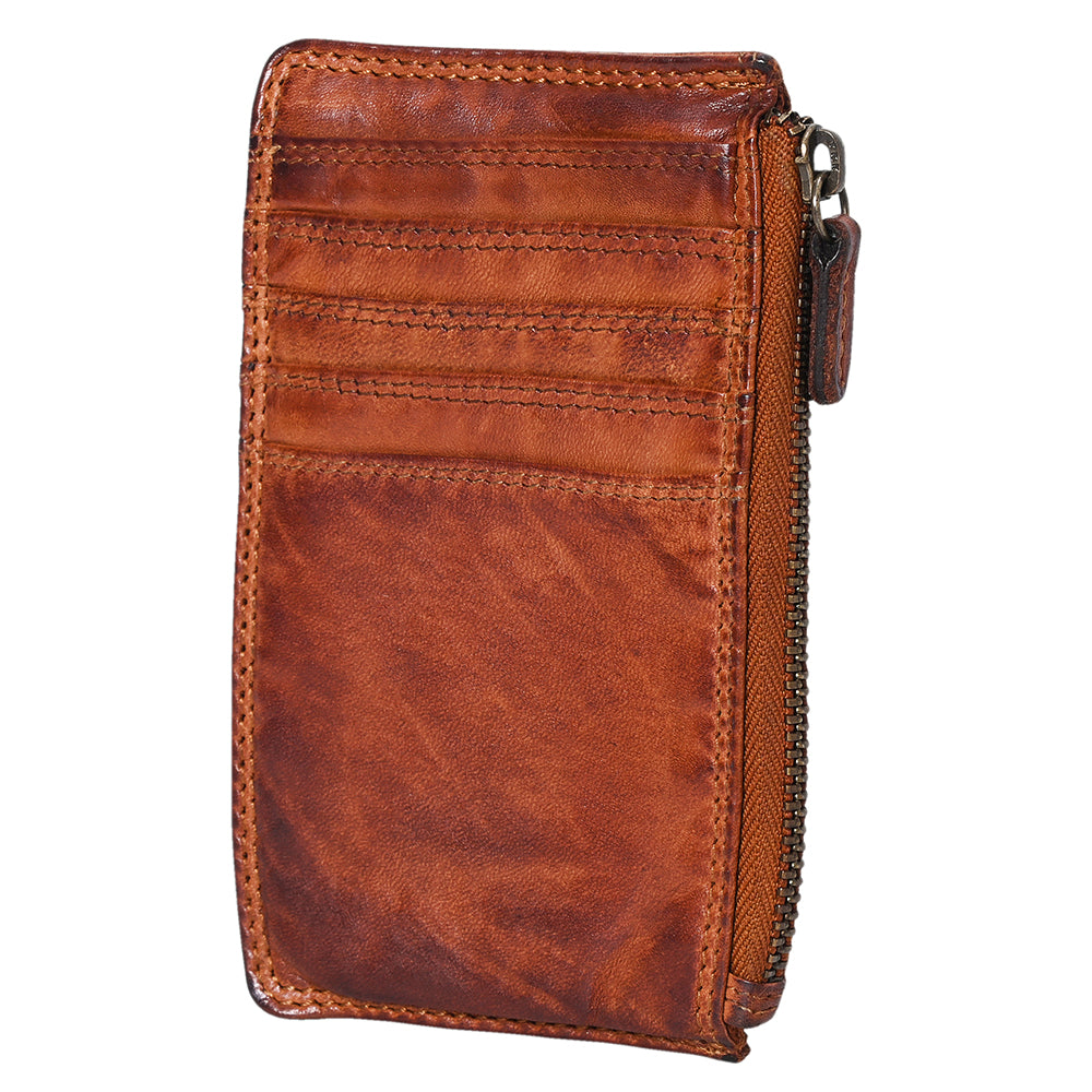 Spaghetti Western Swc146Acg Card-Holder Vintage Handmade Drum Dyed Genuine European Cowhide Leather Women Bag Western Handbag Purse