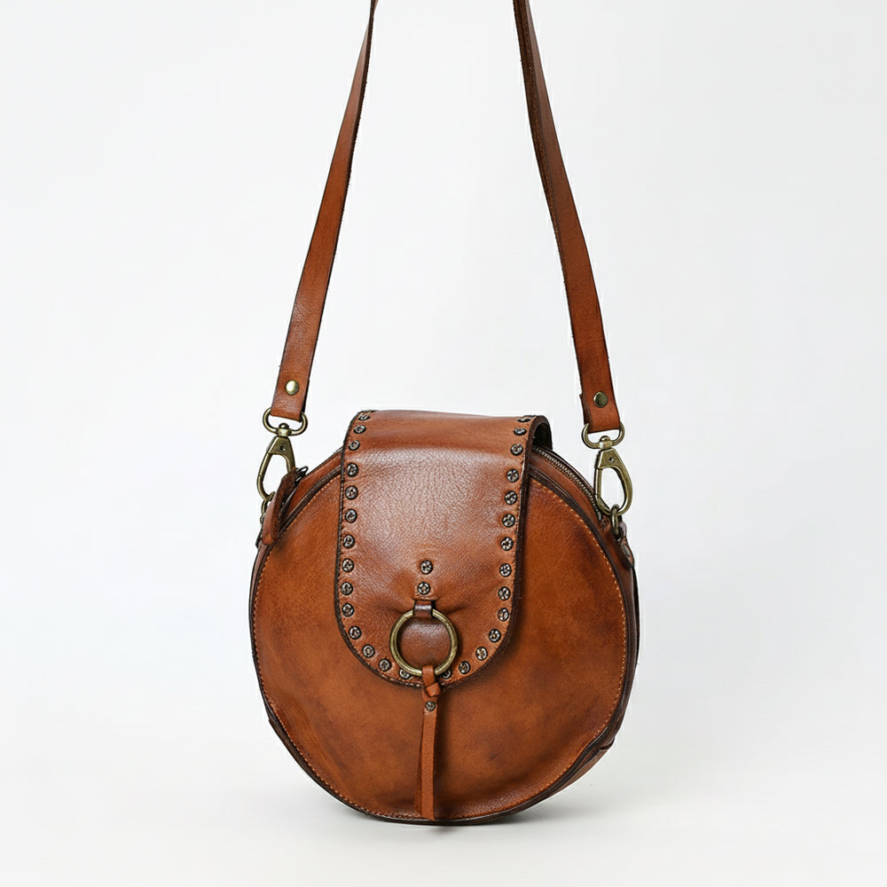 Spaghetti Western Swc152Cg Canteen Vintage Handmade Drum Dyed Genuine European Cowhide Leather Women Bag Western Handbag Purse