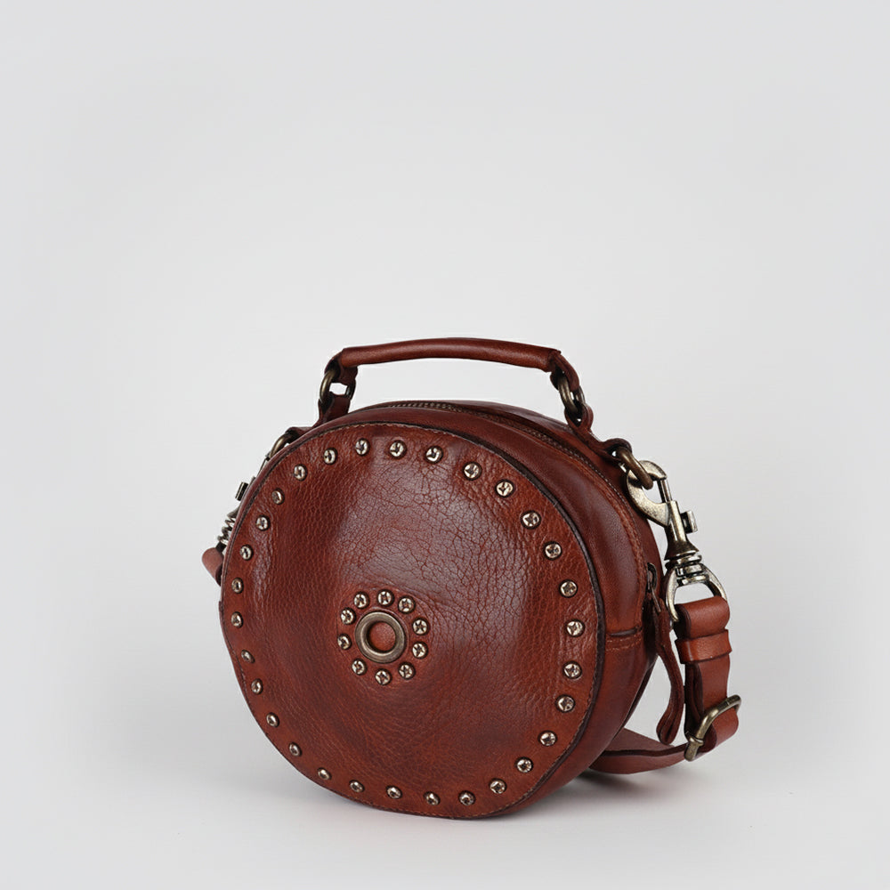 Spaghetti Western Swc168Cg Canteen Vintage Handmade Drum Dyed Genuine European Cowhide Leather Women Bag Western Handbag Purse