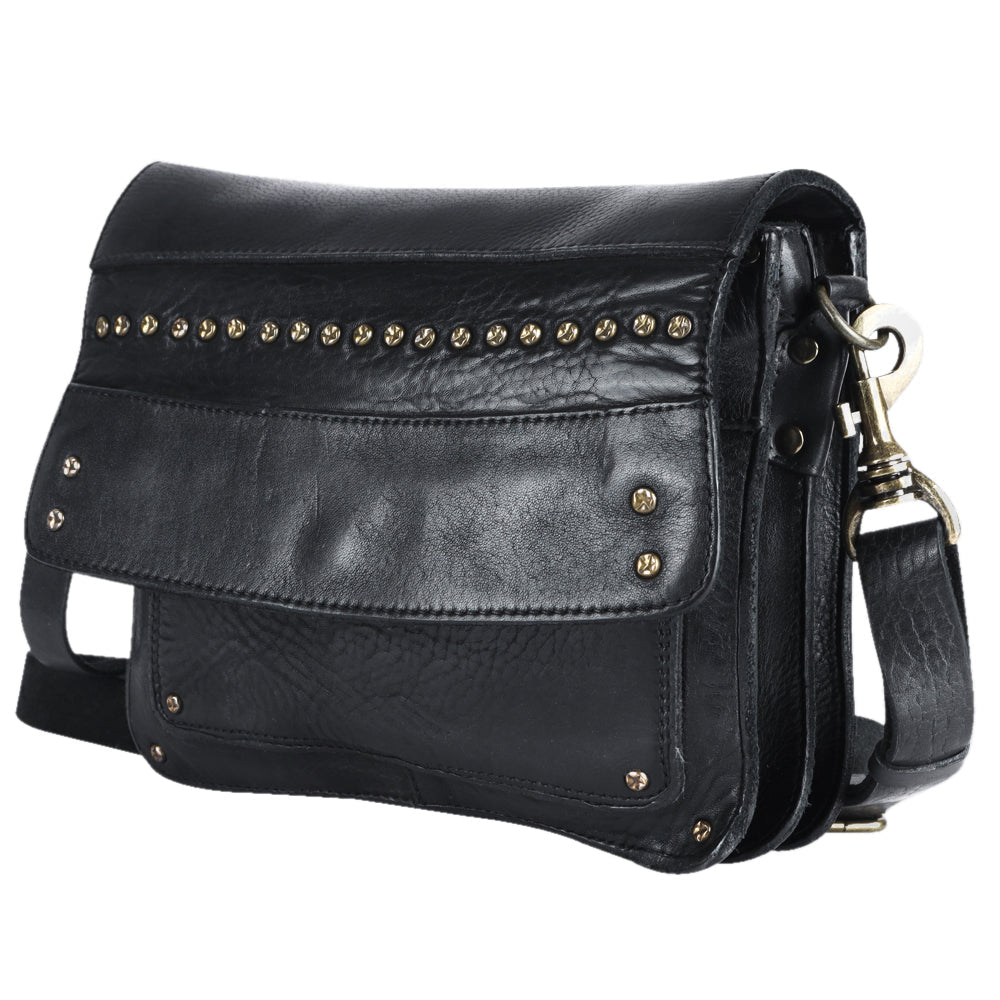 Spaghetti Western Swc170Blk Cross Body I Vintage Handmade Drum Dyed Genuine European Cowhide Leather Women Bag WesternåÊHandbagåÊPurse