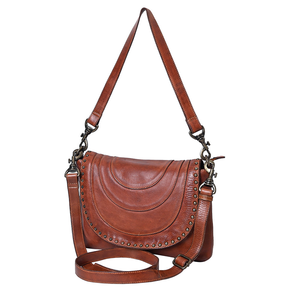 Spaghetti Western Swc174Cg Cross Body I Vintage Handmade Drum Dyed Genuine European Cowhide Leather Women Bag Western Handbag Purse