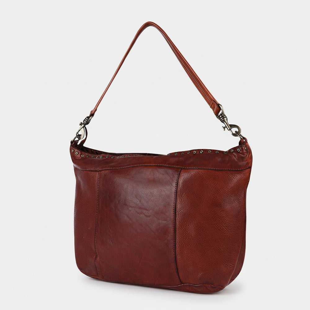 Spaghetti Western Swc183Cg Hobo Vintage Handmade Drum Dyed Genuine European Cowhide Leather Women Bag Western Handbag Purse