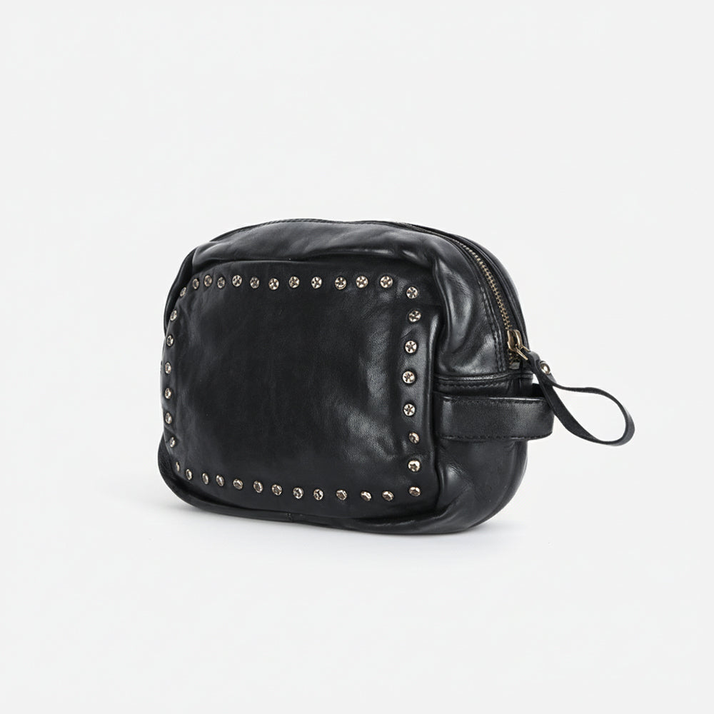 Spaghetti Western Swc200Blk Wristlet Vintage Handmade Drum Dyed Genuine European Cowhide Leather Women Bag Western Handbag Purse