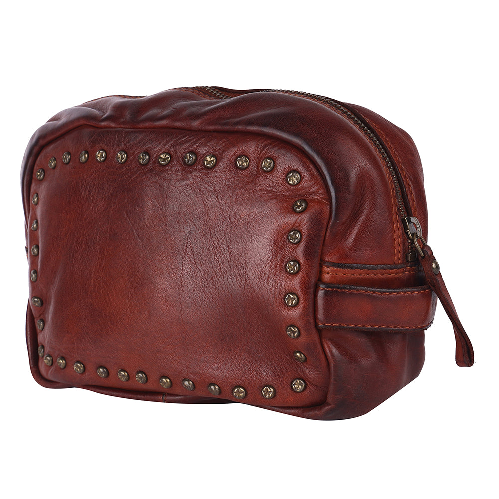 Spaghetti Western Swc200Cg Toiletry Vintage Handmade Drum Dyed Genuine European Cowhide Leather Women Bag Western Handbag Purse