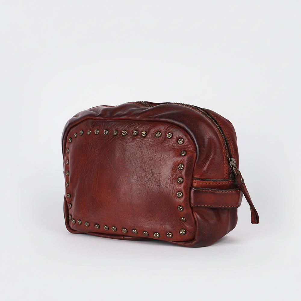 Spaghetti Western Swc200Cg Toiletry Vintage Handmade Drum Dyed Genuine European Cowhide Leather Women Bag Western Handbag Purse
