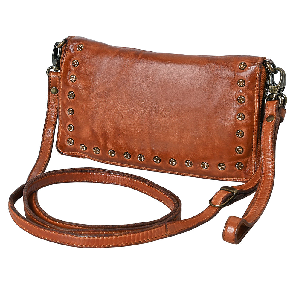 Spaghetti Western Swc195Cg Wallet Vintage Handmade Drum Dyed Genuine European Cowhide Leather Women Bag Western Handbag Purse