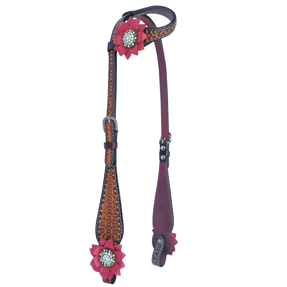 Bar H Equine American Leather Horse Saddle Tack One Ear Headstall | Breast Collar Browband Wither Strap Set for Horses BER115