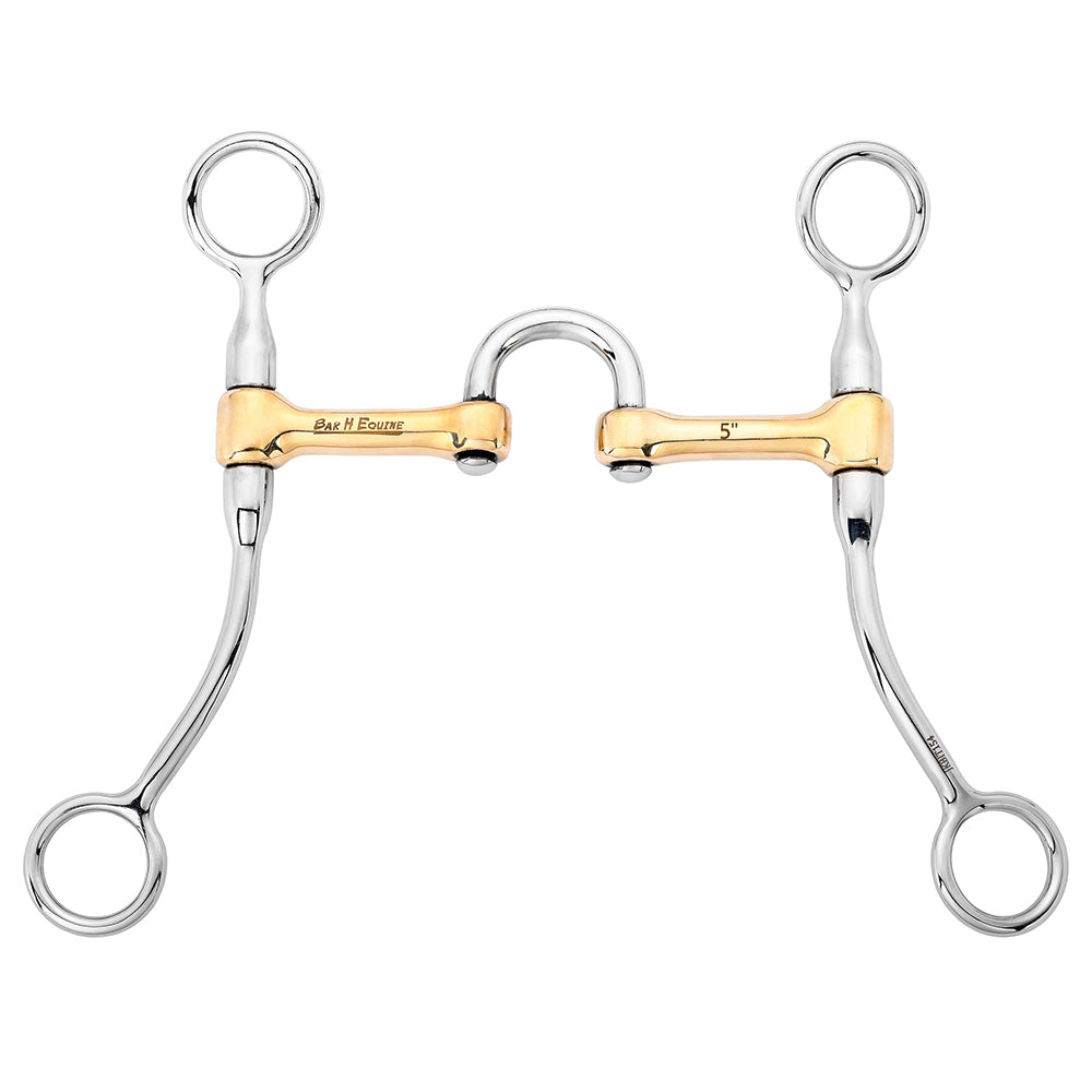 BAR H EQUINE Western Shank Correction Bit with U-Shaped Mouthpiece & Copper Inlays