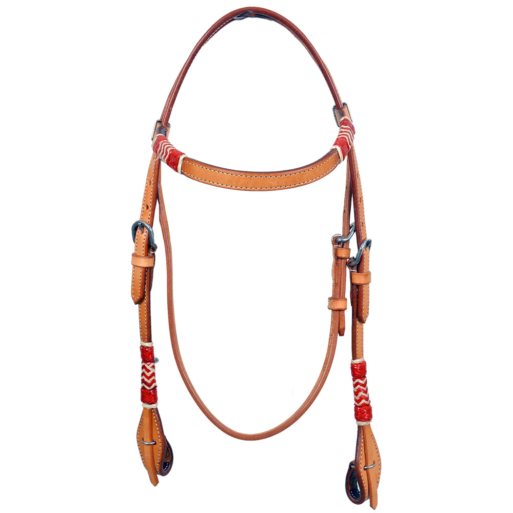 Bar H Equine Western Horse Rawhide Genuine American Leather Headstall