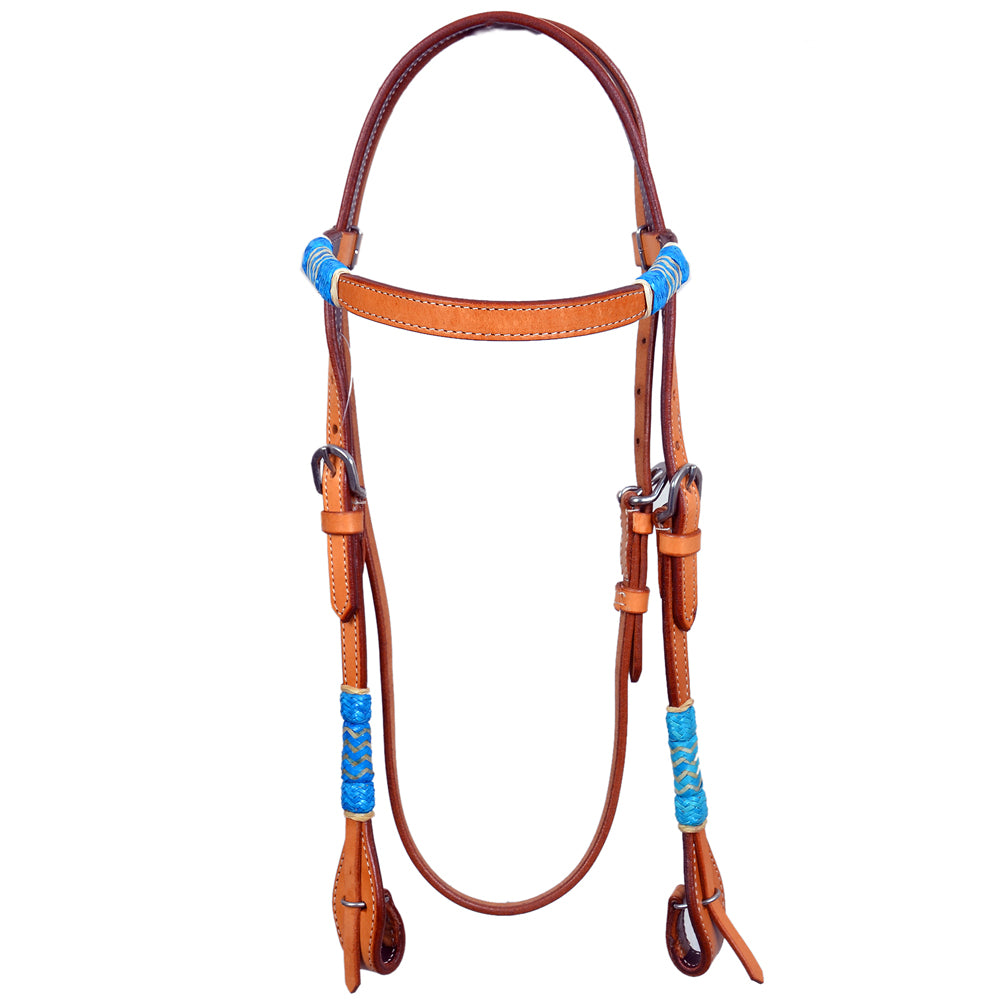 Bar H Equine Western Horse Rawhide Genuine American Leather Headstall