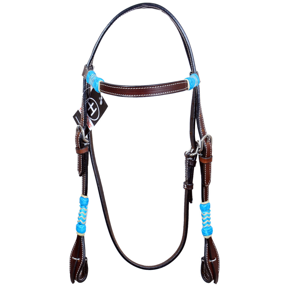 Bar H Equine Western Horse Rawhide Genuine American Leather Headstall