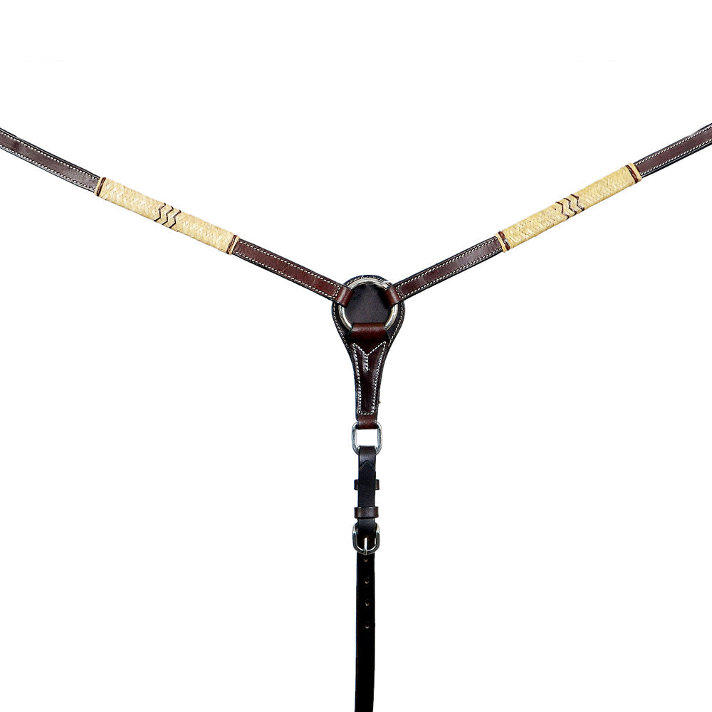 BAR H EQUINE Natural Rawhide Horse Western Leather Breast Collar Brown