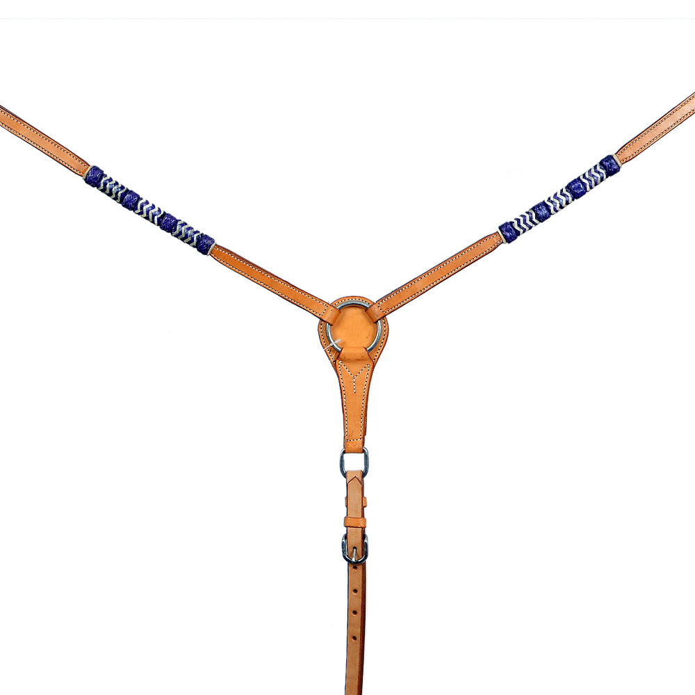 BAR H EQUINE Genuine Blue Rawhide Horse Western Leather Breast Collar Tan