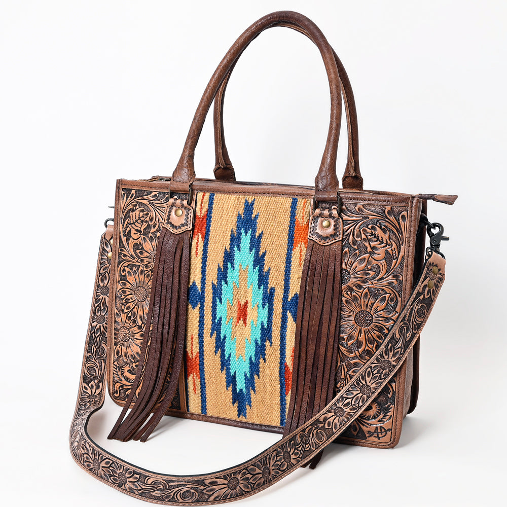 American Darling Briefcase Hand Tooled Hair On Genuine Leather Western Women Bag Handbag | for Cute Laptop