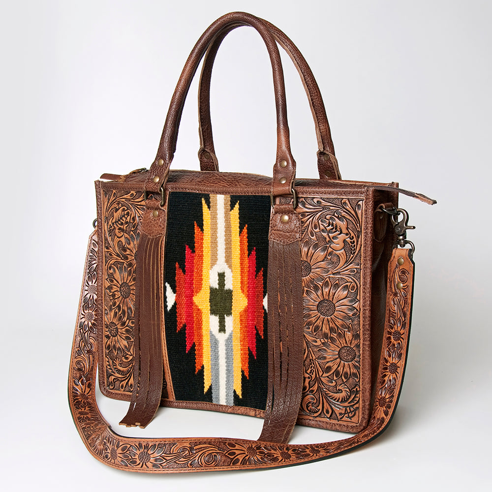 American Darling Briefcase Hand Tooled Hair On Genuine Leather Western Women Bag Handbag | for Cute Laptop