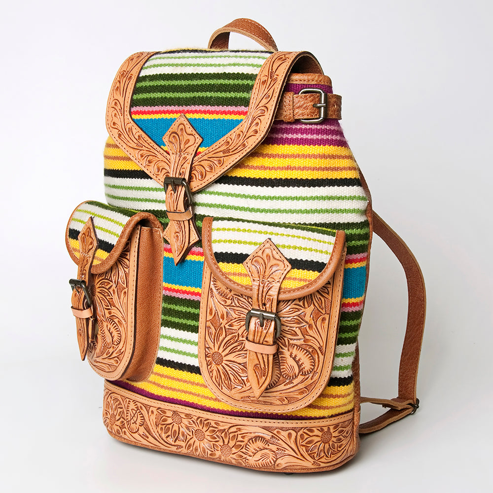 American Darling Backpack Hand Tooled Hair on Saddle Blanket Genuine Leather Western Women Bag for Laptop School Purse Travel