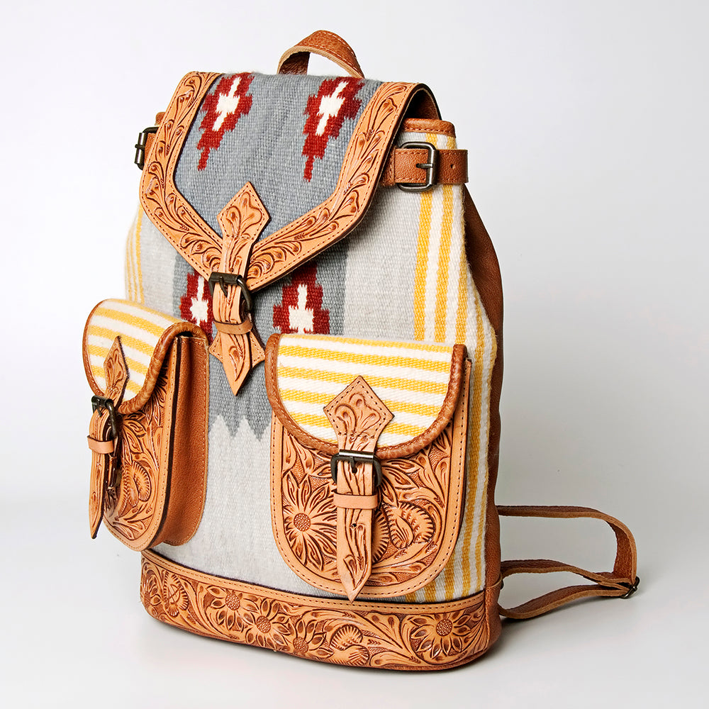 American Darling Backpack Hand Tooled Hair on Saddle Blanket Genuine Leather Western Women Bag for Laptop School Purse Travel