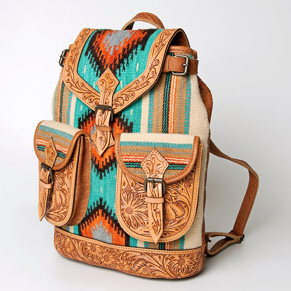 American Darling Backpack Hand Tooled Hair on Saddle Blanket Genuine Leather Western Women Bag for Laptop School Purse Travel