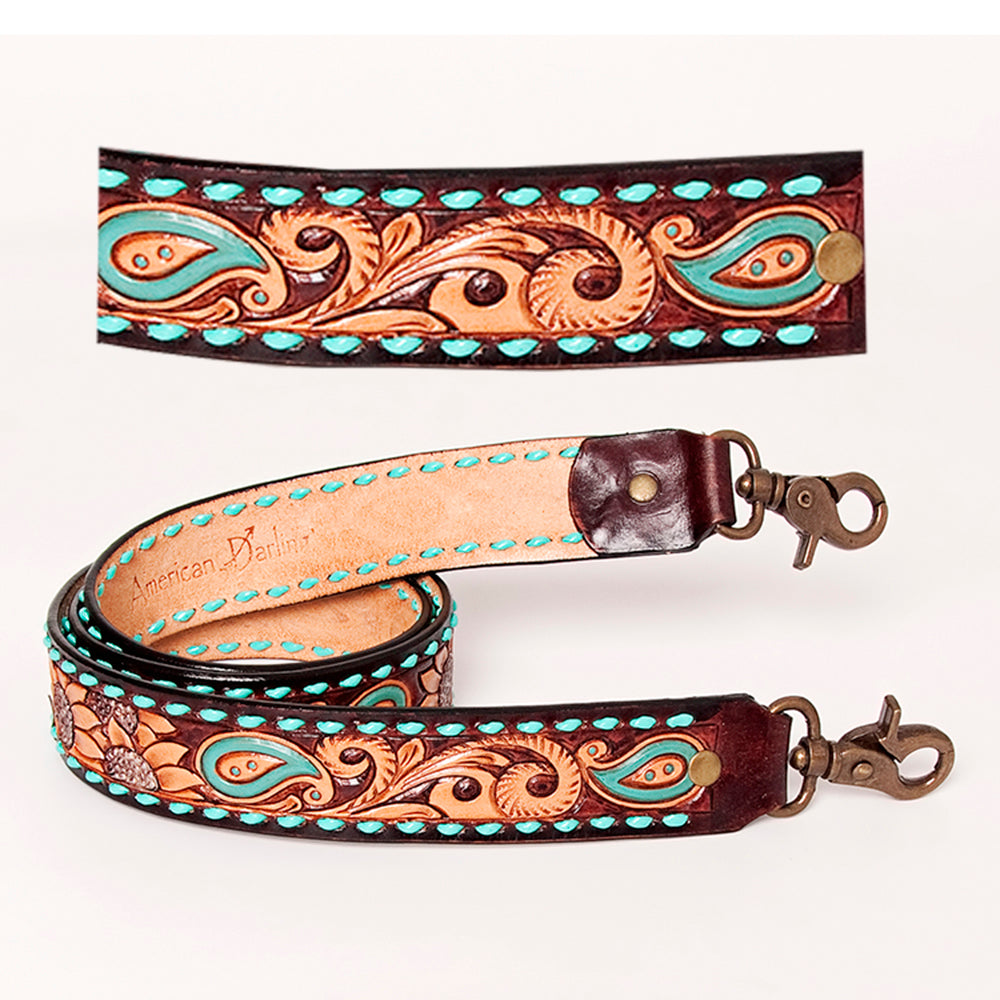 American Darling Hand Tooled Genuine Leather Crossbody Handle Strap for Bags Phone Keychain Wallet Purse Clutch Cellphone