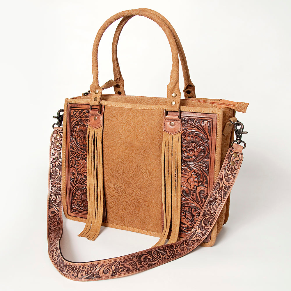 American Darling Briefcase Hand Tooled Hair On Genuine Leather Western Women Bag Handbag | for Cute Laptop
