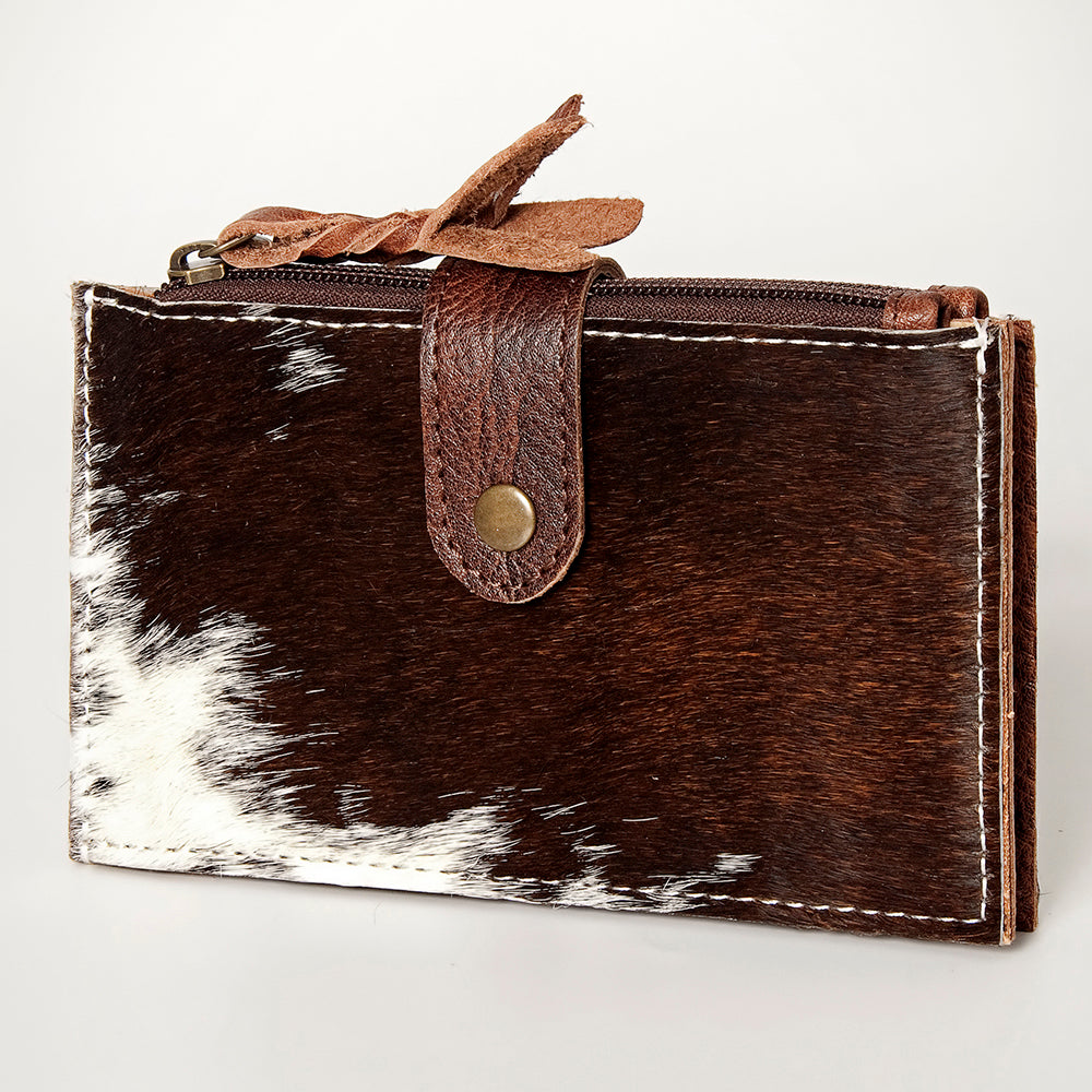 American Darling Card-Holder, Genuine Hair-On Cowhide & Full Grain Leather, Slim Western Travel Wallet