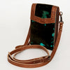 American Darling Cell Phone holder, Genuine Hair-On Cowhide & Full Grain Leather, Western Crossbody Bag, 7in X 4in X 1in
