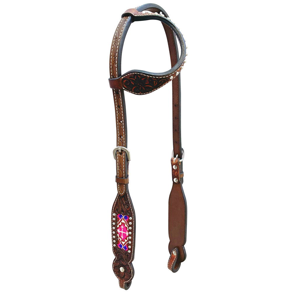 Bar H Equine Genuine Western American Leather Horse Premium Headstall & Breast Collar Set