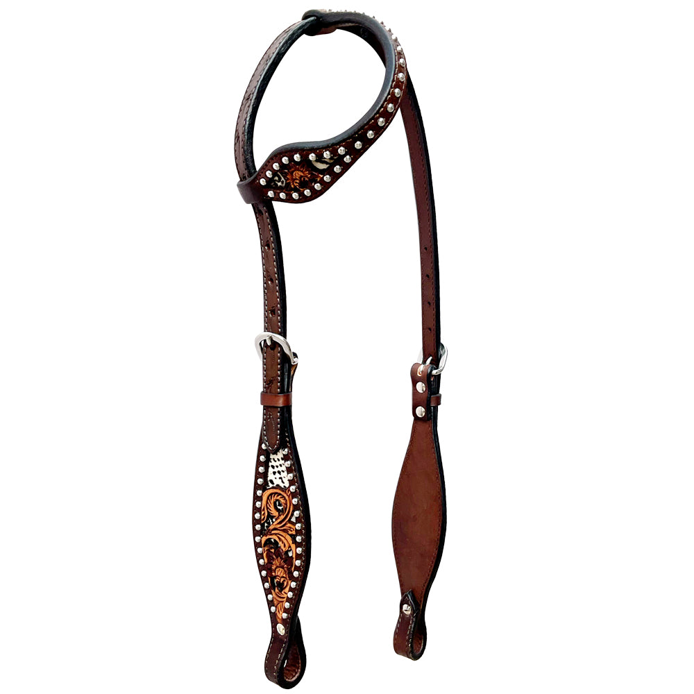 Bar H Equine American Leather Horse Saddle Tack One Ear Headstall | Breast Collar Browband Wither Strap Set BER240