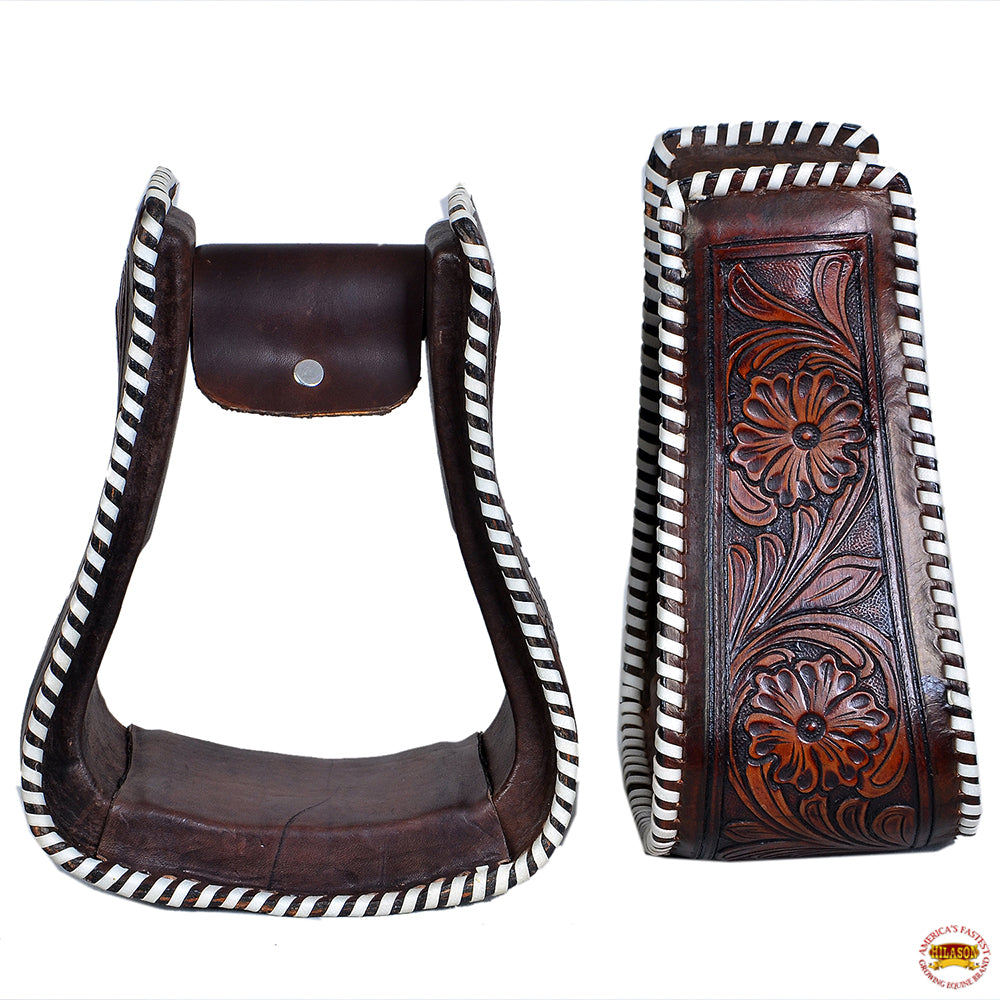 Horse Western Saddle Stirrup Leather Floral Stirrups Pair Hilason